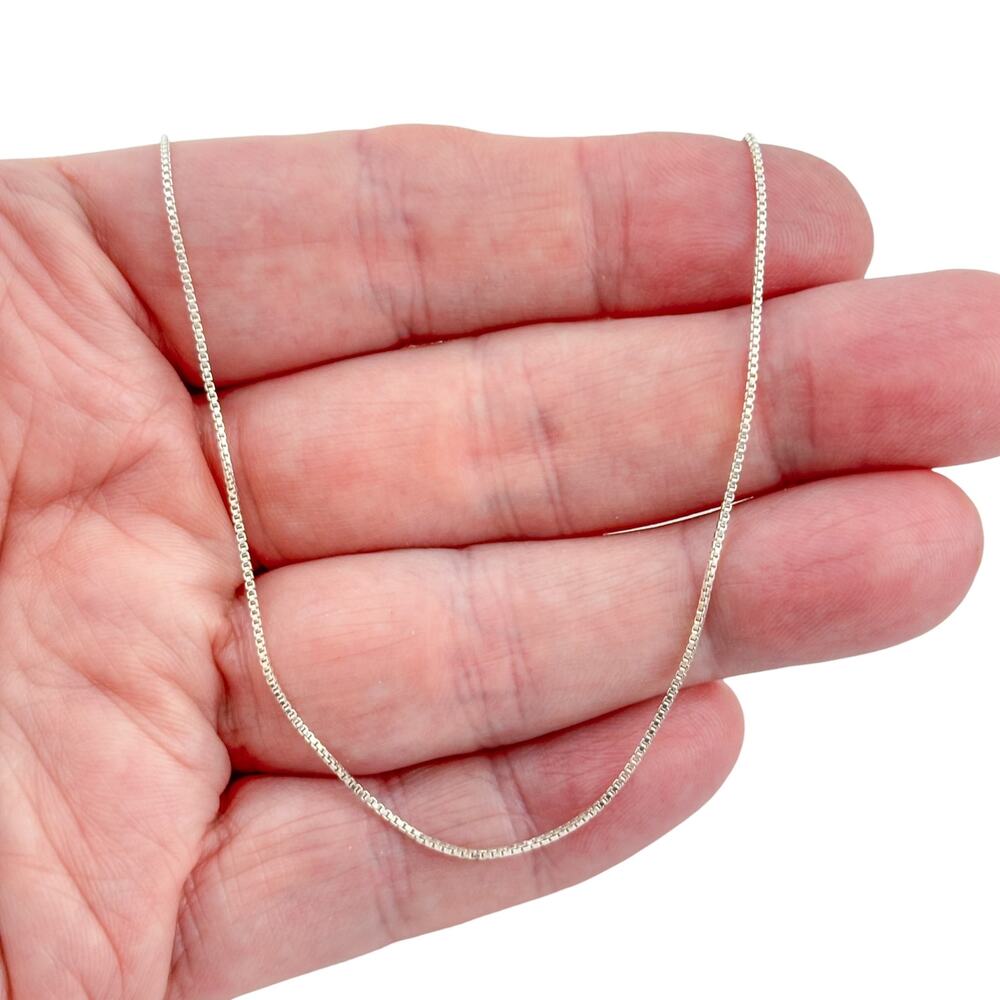 Vintage Italian Sterling Silver 925 Box Link Chain Necklace 18"